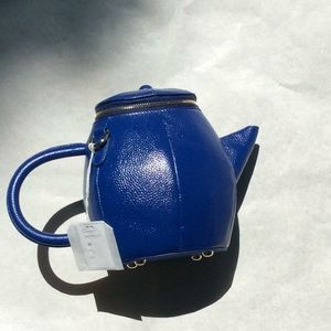 Teapot Purse, Blue Leather